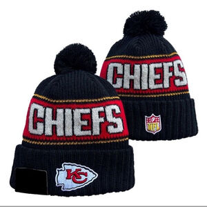 Kansas City Chiefs NFL Knit Winter Hat Beanie On Field Sideline Fleece Black